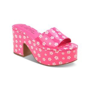 WILD PAIR Womens Pink 2" Platform Melborne Block Heel Slip On Heeled Sandal 5 M